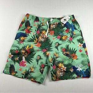 LRG Lifted Research Group Swim Trunks Mens Small Animal & Lion Floral Shorts NWT